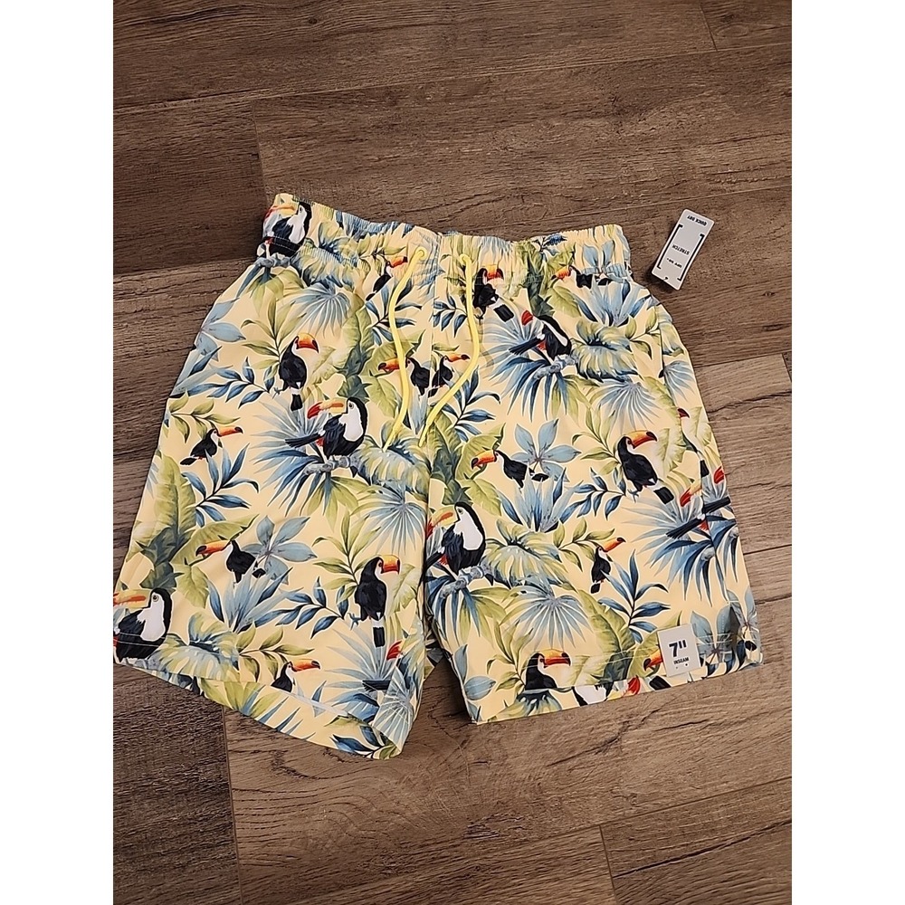 George Men's S(28-30) Above the Knee Swim Shorts Lemon Dream‎ Toucan